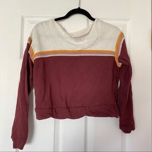 Red multi colored stripe Crewneck